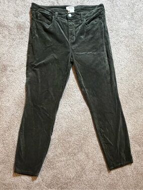 L’AGENCE Olive Green Velvet Skinny Jeans Pants Size 32 Stretch Made USA